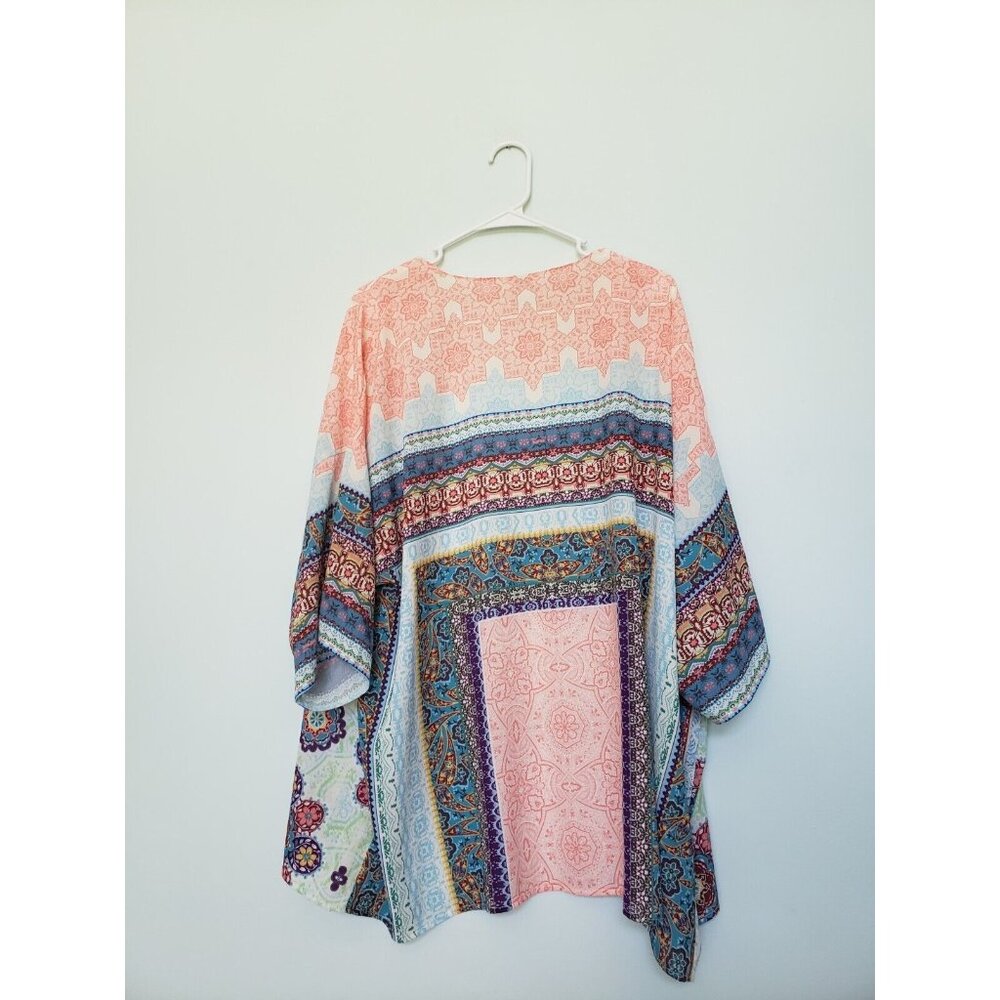 Umgee Duster Women's S Kimono Jacket  Multicolor Boho Floral Open Front - Picture 2 of 6